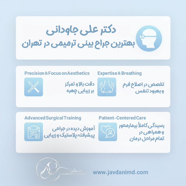ویژگی های دکتر علی جاودانی بهترین جراح بینی ثانویه در تهران